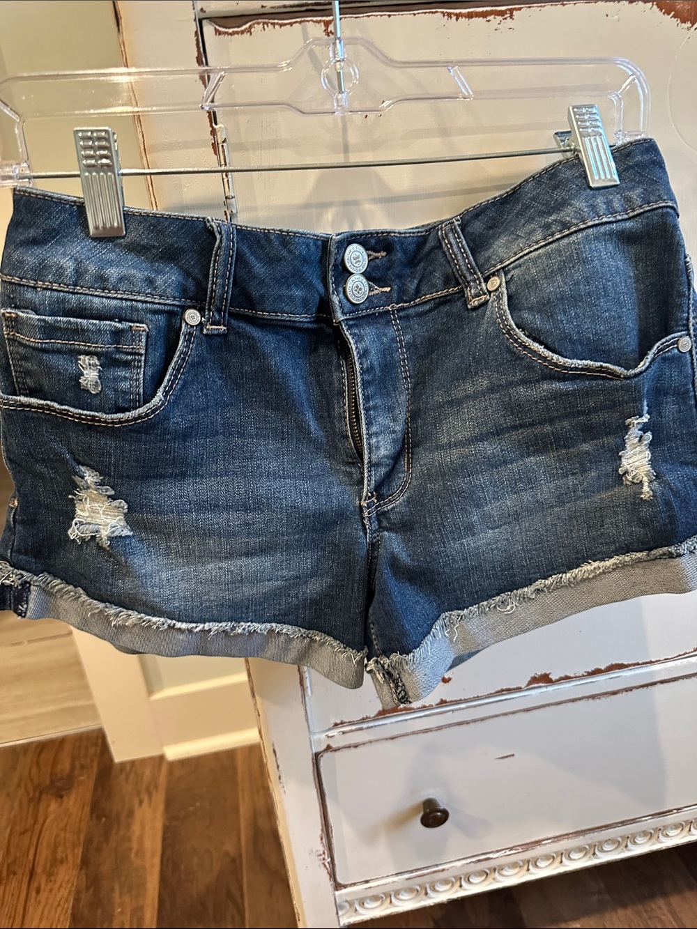 Altar'd State Dark Blue Distressed Denim Shorts